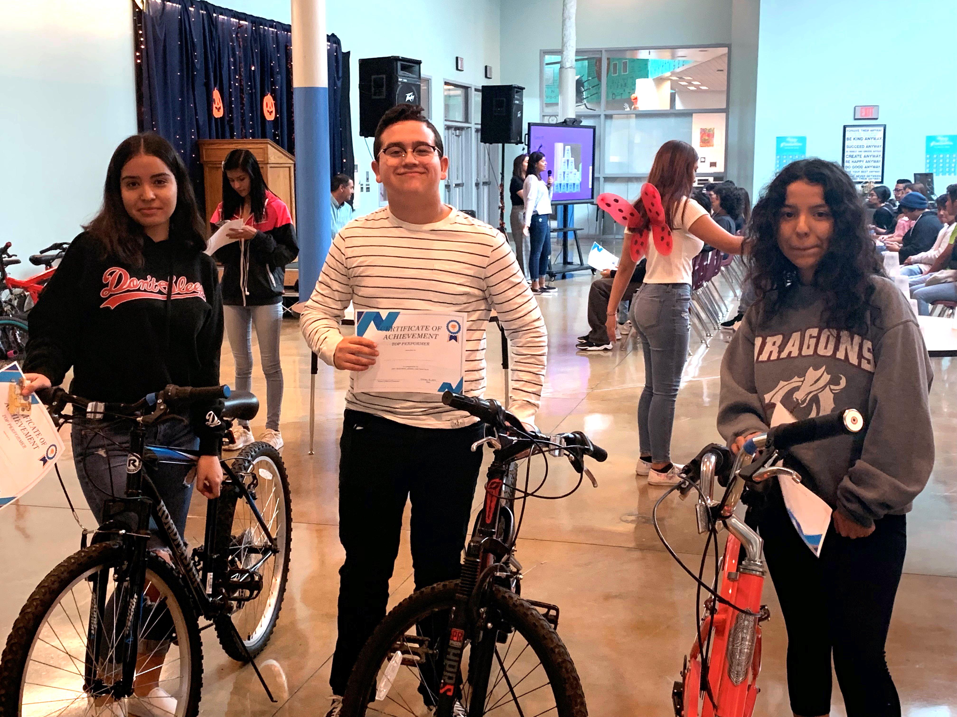 students won bikes